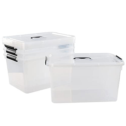 18 Quart Clear Plastic Storage Boxes, 4-Pack Storage Totes with Lids - size: 18 Quarts