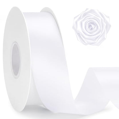 KINGLAKE Double Faced White Satin Ribbon - 1-1/2 Inch x 50 Yards - color: White