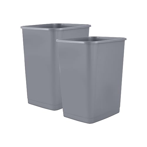Superio Small 2.5 Gallon Plastic Trash Can, Waste Bin for Under Desk, Office, Bedroom, Bathroom- 10 Qt (2, Grey) - color: 2, Grey, size: 2.5 Gallon