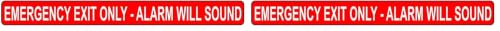 ComplianceSigns.com Emergency Exit Only - Alarm Will Sound Safety Label Decal, 24x2 inch Vinyl for Enter/Exit (Pack of 2) - size: 24x2 inches (Pack of 2)