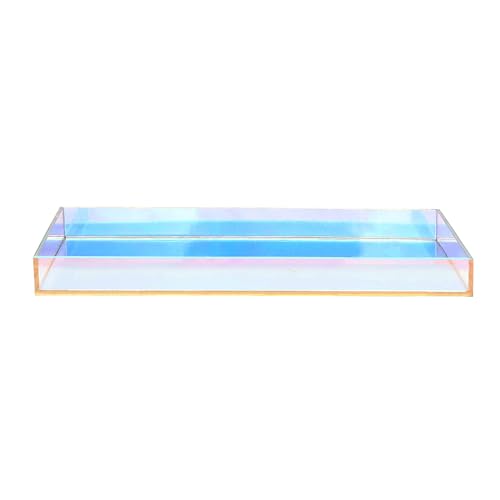 ROYALITA Acrylic Tray for Countertop, Guest Towel Holder Tray for Bathroom - color: Iridescent