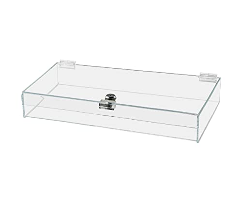 Acrylic Locking Display Case with Keys 16" x 10" x 3" Clear Rectangular Countertop Tray with Lid for Antiques Artifacts Collectibles Jewelry Currency and Coins by Marketing Holders - size: 16"w x 10"d x 3"h