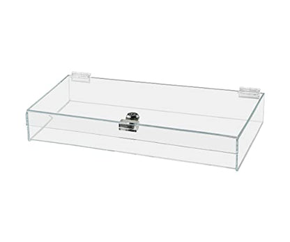 Acrylic Locking Display Case with Keys 16" x 10" x 3" Clear Rectangular Countertop Tray with Lid for Antiques Artifacts Collectibles Jewelry Currency and Coins by Marketing Holders - size: 16"w x 10"d x 3"h