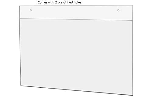 Marketing Holders 25 Pack Wall 14" x 8.5" Sign Holder with 2 Predrilled Holes and Hanging Hardware for Notices and Emergency Contact Numbers in Public Spaces Malls and Retail Shops Clear Acrylic - size: 14" w x 8.5" h