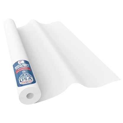 Made in USA White Kraft Paper Wide Jumbo Roll 30" x 1200" (100ft) Ideal for Gift Wrapping, Art &Craft, Postal, Packing Shipping, Floor Protection, Dunnage, Table Runner, 100% Recyclable Material - color: white