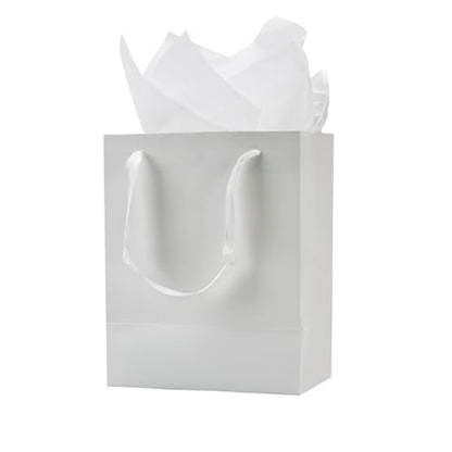Aosric White Gift Bags with Tissue Paper, 30 Pack, 8x5x10 Inch - color: White