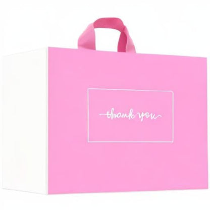 Thank You Shopping Bags - Soft Loop Handles Pink 50Pcs 10x12In - color: Pink, style: 10x12 in