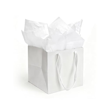 Papertide 12 Pack 6x6x6 inch White Square Gift Bags with Tissue Ppaper - color: White