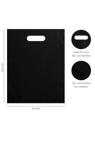 Infinite Pack Plastic Merchandise Bags, Black, 12x15 Inches, 100 Pack - color: Black, size: 12" X 15", PACK OF 100