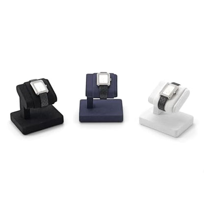 Beige Microfiber Single Watch Stand Wristwatch Display Holder - color: Beige