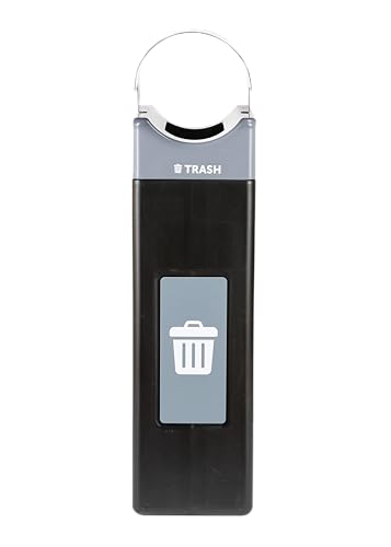 Commercial Zone Avante™ Series Made in The USA, Black Trash Container, 30-Gallon Narrow, Gray Trash Panel, Gray Lid, Black Canopy, Liner Included