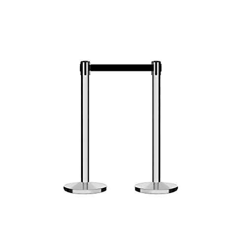 CCW Set of 2 Crowd Control Retractable Belt Barrier Stanchions, 7.5 Ft - color: Green, size: 7.5 Foot