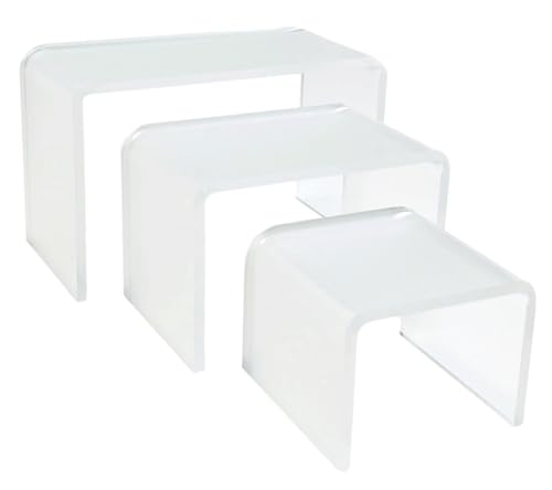 Acrylic Display Risers – 3‑Piece Small Riser Set (5×2×3, 6×2×3.5, 7×2×4) – Clear 1/8" Acrylic Stands for Jewelry, Mini Collectibles, Retail Displays, Craft Shows (Frosted) - color: Frosted