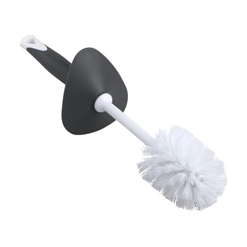 Clorox Covered Toilet Brush and Caddy with Splash Guard & Non-Skid Base, 2-Piece, White - style: Brush with Holder