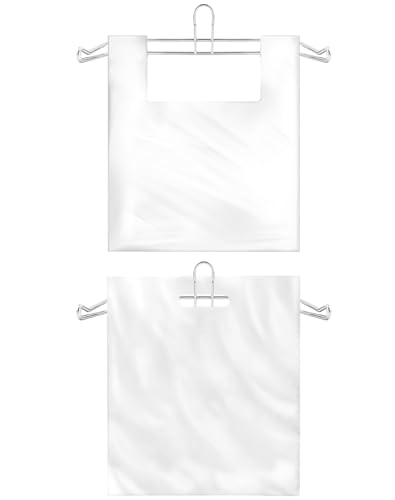 QWORK 2-Pack T-Shirt Bag Rack Wall Mount, Chrome-Plated Metal T-Shirt Retail Bag Holders, 12-Inch Width, 6" Arm, Easy Install Bag Holder for Retail and Checkout Counters