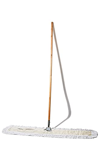 Commercial Dust Mop & Floor Sweeper, 48 in. Dust Mop for Hardwood Floors, Cotton Mop Head, Wooden Broom Handle, Industrial Dry Mop for Floor Cleaning & Janitorial Supplies - size: 48 X 5 Inch