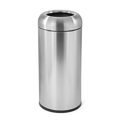 Dyna-Living Large Trash Can Open-Top Stainless Steel Garbage Can with Lid - color: Silver