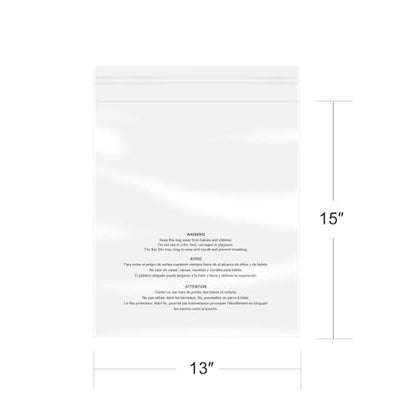 iMailer - 500 Pcs - 13" x 15" Poly Bags with Suffocation Warning Self Seal- Clear Shipping Bags 1.6 Mil for Clothing, Shirts, Packaging - Permanent Adhesive - size: 13" x 15", style: Permanent Glue