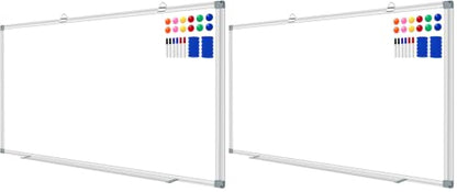 H-Qprobd 72"x48" Large Dry Erase Board for Wall 6' x 4' Magnetic Whiteboard Aluminum Presentation White Boards with Long Pen Tray, 6 Markers, 2 Erasers &12 Magnets (Pack of 2) - size: 72"x48" (Pack of 2)