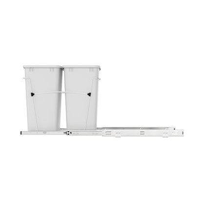 Rev-A-Shelf Double Pullout Garbage Trash Cans for Kitchen Cabinets, 35 Qt - color: White