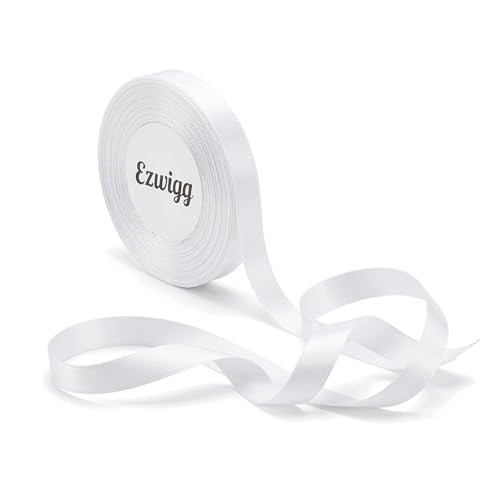 White Ribbon 3/8 Inch 25 Yards, Smooth Continuous Ribbon for DIY Crafts, Gift Wrapping, Back to School, Wedding Bows, Floral Design & Graduation Homecoming Mum Supplies - color: white