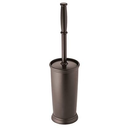 mDesign Metal Freestanding Slim Toilet Bowl Brush and Holder - color: Espresso, size: Pack of 1