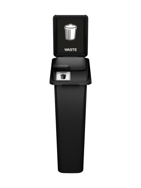 Waste Wise 23 Gallon Recycled HDPE Waste and Recycling Bin for Commercial Spaces - (Black w/Sign & Lid, Trash) - color: Black Trash