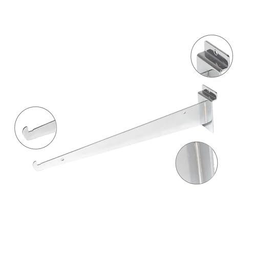 24 Pack 12'' Metal Slatwall Shelf Brackets with Lip Chrome - color: Chrome, size: 12 Inch