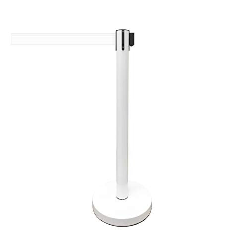 VIP Crowd Control Retractable Belt Stanchion Queue Safety Barrier Set, 36" Ht, 78" Belt (2 WHT Posts White Belt) - color: 2 WHT Posts White Belt