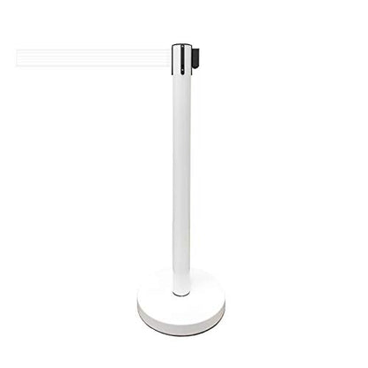 VIP Crowd Control Retractable Belt Stanchion Queue Safety Barrier Set, 36" Ht, 78" Belt (2 WHT Posts White Belt) - color: 2 WHT Posts White Belt