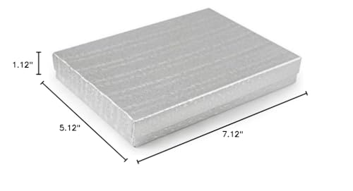 RJ Displays Jewelry Gift Boxes – 6 Pack Silver Cotton-Filled Cardboard Box for Necklace, Bracelet, Earring & Ornament Gifts, Jewelry Boxes with Lids, Bulk Gift Packaging – 7 1/8" x 5 1/8" x 1 1/8" - color: Silver