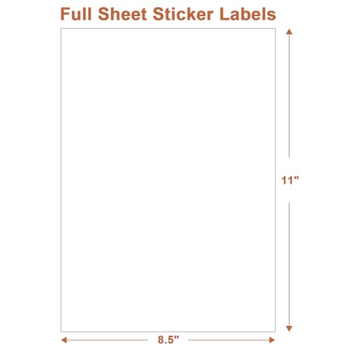 Full Sheet Sticker Label, 8.5" x 11" Size- (1000 Sheets, 1000 Labels) - size: 8.5" x 11", style: 1000 sheets