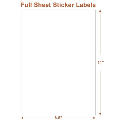 Full Sheet Sticker Label, 8.5" x 11" Size- (1000 Sheets, 1000 Labels) - size: 8.5" x 11", style: 1000 sheets