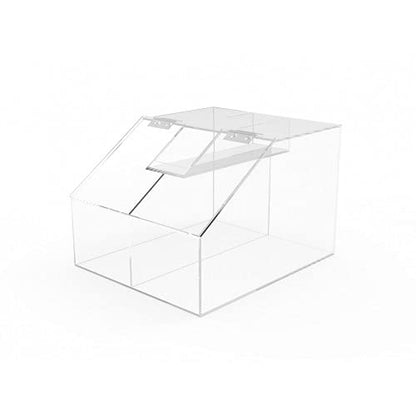 FixtureDisplays® 2.5 Gallon Acrylic Candy Bin, 2 Compartments, Scoop Holder 10" W X 8" H X 12" D 19491