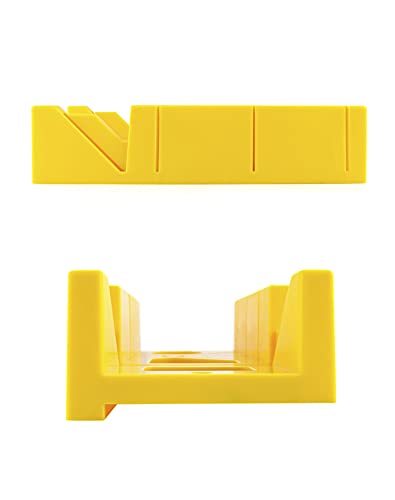 QWORK 12-Inch High Impact Plastic Miter Box with Versatile Cutting Angles and Ruler Scale