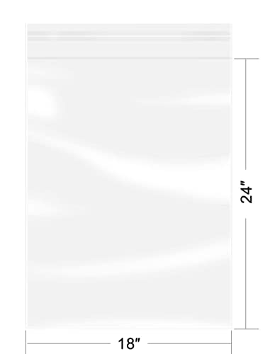 iMailer - 200 Count - 18" x 24" Clear Plastic Poly Bags with Suffocation Warning Self Seal 1.6 Mil for Clothing, T-Shirts, Pants-Resealable Adhesive,Not Strong - size: 18" x 24", style: Resealable Glue