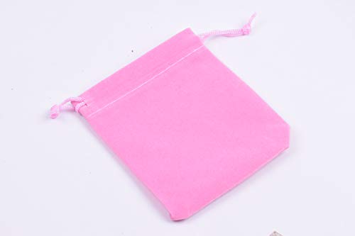 Sansam 50pcs Small Drawstring Velvet Jewelry Pouches, 4.0x4.8 Inch Pink Drawstring Velvet Gift Bags,Treat Favor Bags for Wedding, Party, Shower - color: Pink