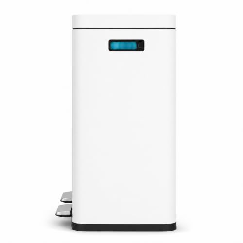 Home Zone Living 16 Gallon Kitchen Trash Can with Dual Compartments - color: White, size: 16 Gallon