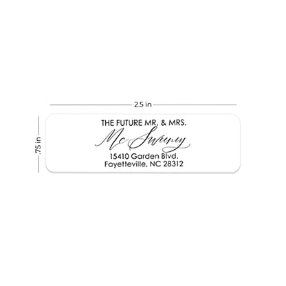 Future Mr and Mrs Clear Rolled Address Labels / 250 Personalized Return Address Labels/Designer Address Stickers in Elegant Plastic Dispenser - size: 250 Labels, style: The Future – Clear