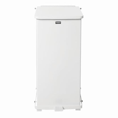 Rubbermaid Commercial Products Defenders Biohazard Step-On Trash Can 13-Gallon White Square Steel Waste Disposal in Doctors Office/Hospital/Medical/Healthcare Facilities - color: White, size: 13G