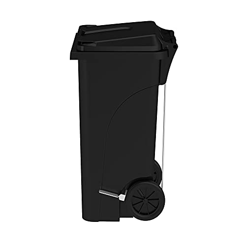 Safco Step-On Indoor Plastic Trash Can for Home, Commercial & Industrial Use, Hands-Free Disposal, 32 Gallon, Black