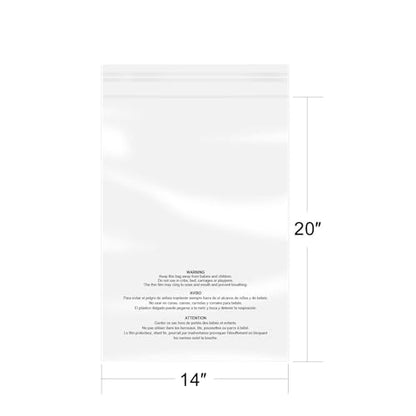 iMailer - 200 Count - 14" x 20" Clear Plastic Poly Bags with Suffocation Warning Self Seal 1.6 Mil for Clothing, T-Shirts, Pants-Resealable Adhesive,Not Strong - size: 14" x 20", style: Resealable Glue