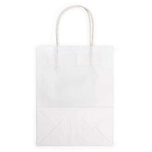 ClearBags White Paper Merchandise Handle Bags 90 Percent Recycled Content Twisted Paper Handles Bottom Gusset 7 1/16 x 3 9/16 x 9 1/16 Inches 100 GSM Kraft Paper 50 Pack GMB4W - color: White, size: 1 Count (Pack of 50)
