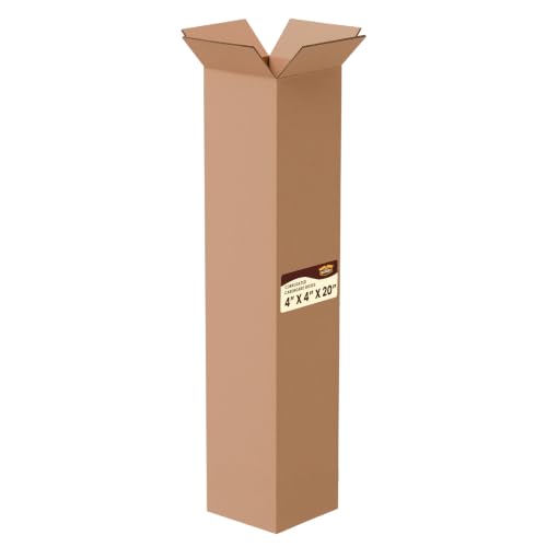 The Boxery 4"x4"x20" Corrugated Cardboard Boxes 50-Pack - size: 4 x 4 x 20"