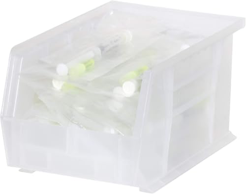 Akro-Mils 30237 AkroBins Plastic Storage Bins, 9"x6"x5", Clear, 12-Pack - color: Clear