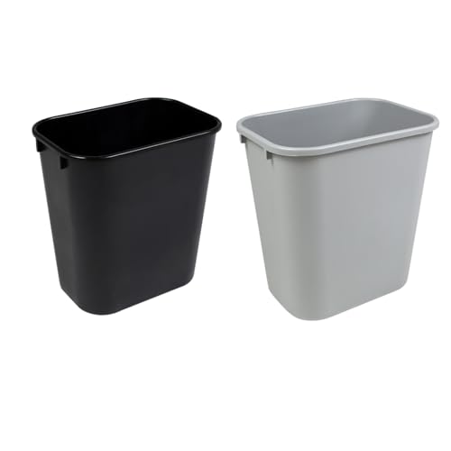 Rectangular Commercial Office Trash and Recycling Combo Bins Wastebasket Deskside B (Black and Grey, 7 Gallon) - color: Black and Grey, size: 7 Gallon