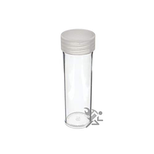 (10) Edgar Marcus Brand Round Clear Plastic (Nickel) Size Coin Storage Tube Holders with Screw on Lid