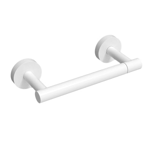 RARXTR White Toilet Paper Holder SUS304 Stainless Steel Double Post Pivoting Toilet Paper Roll Holder Wall Mounted Toilet Tissue Holder for Commercial Bathroom RV Brushed Brass Finish - color: White