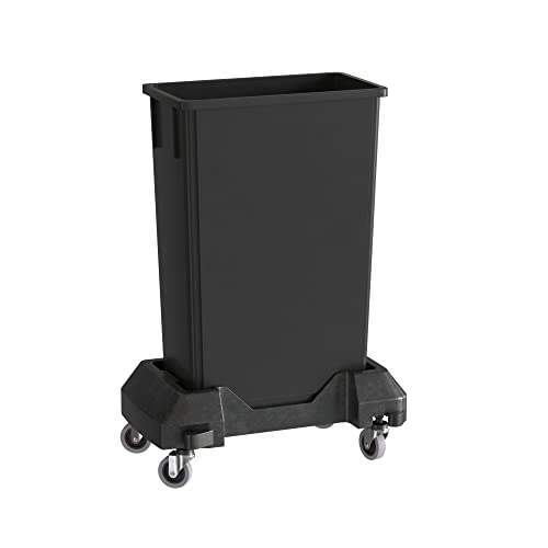 23 Gallon Black Slim Jim Trash Can with Dolly - color: Black, size: With Wheels, style: No Lid