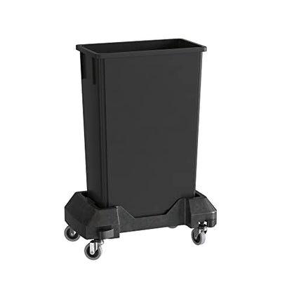 23 Gallon Black Slim Jim Trash Can with Dolly - color: Black, size: With Wheels, style: No Lid